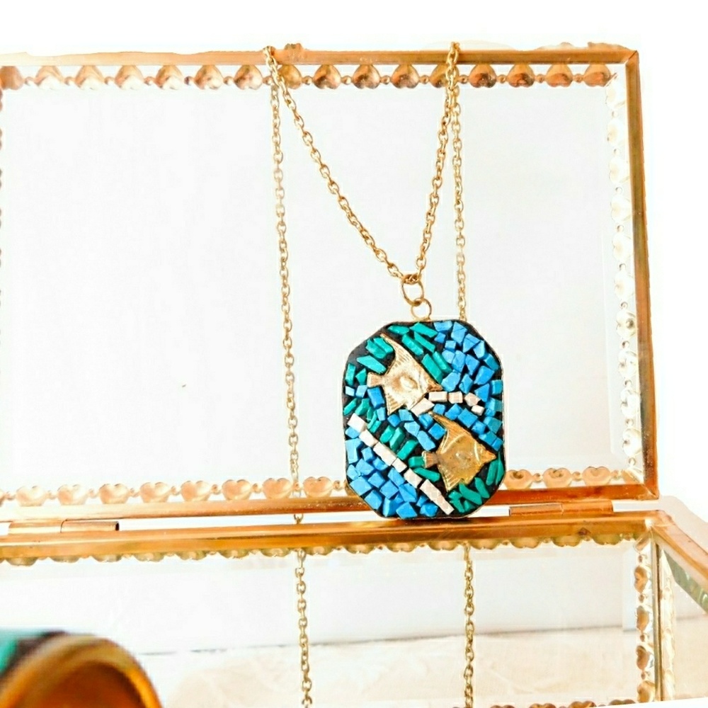 **SOLD***🌞NEW - BLUE MOSAIC NECKLACE - Picture 1 of 4